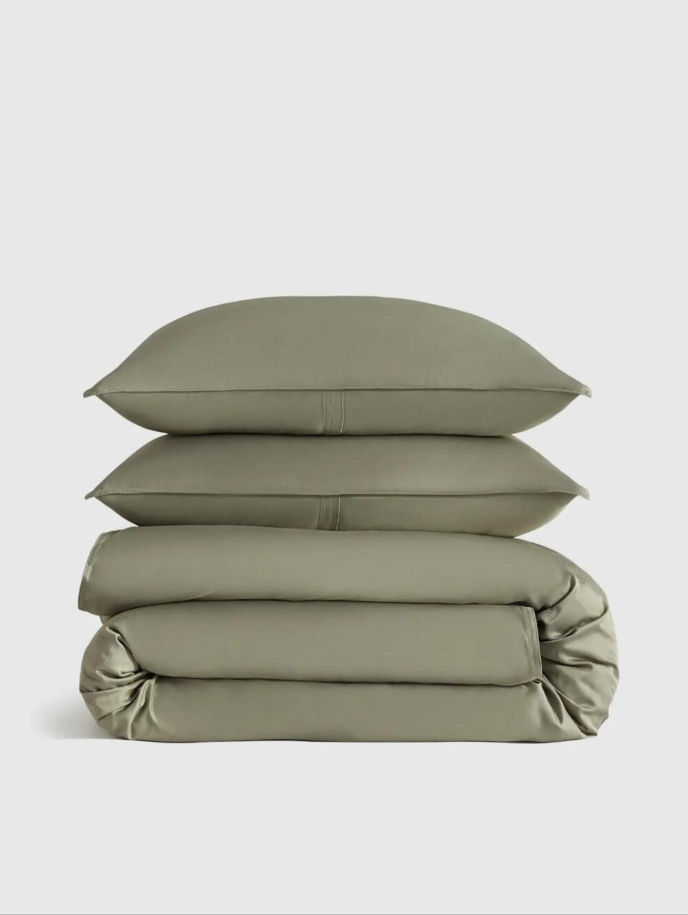 Quince Organic Bamboo Sage Green Duvet Cover With Shams Set  Full/queen NWT